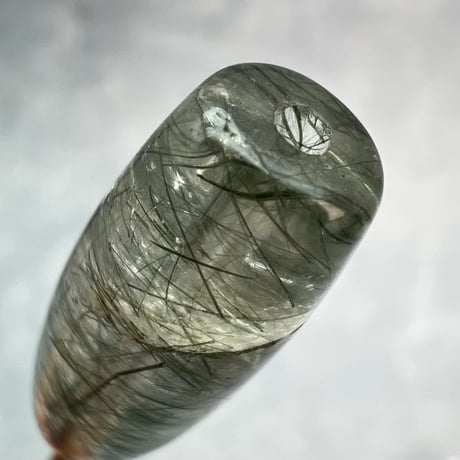 【ガネッシュヒマール産】アクチノライトイン天然ヒマラヤ水晶 樽型ビーズ③/Ganesh Himal Actinolite in Himalayan Quartz barrel beads