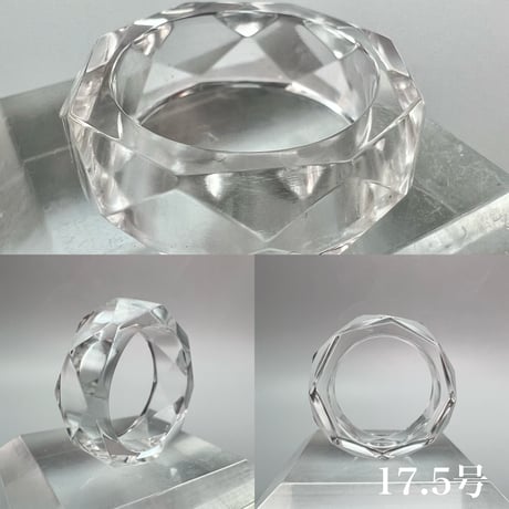 【ガネッシュヒマール産】天然ヒマラヤ水晶ファセットリング(16号〜19.5号) /Ganesh Himal Himalayan Quartz Facet Ring