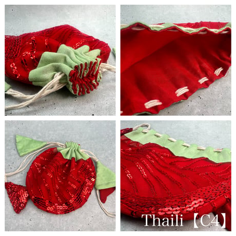 "Thaili" handmade in Nepal🇳🇵C-①〜⑧ "タイリ(巾着袋)"ネパール産ハンドメイド