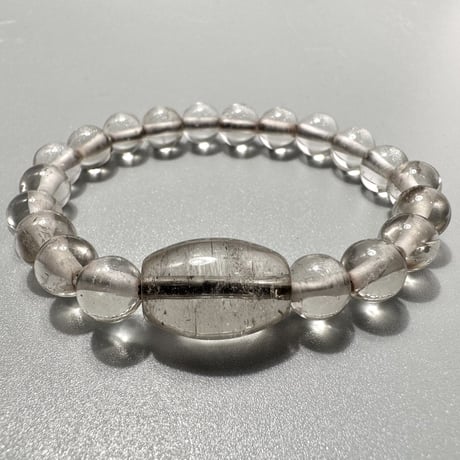 ガウリシャンカール産"手磨き加工"天然ヒマラヤスモーキークォーツデザインブレスレット① 内径14/Gaurishankar Himalayan Smoky Quartz Design Bracelet