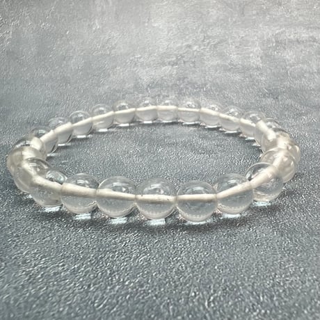 【ガネッシュヒマール産】"手磨き"天然ヒマラヤ水晶ブレスレット8mm内径17cm/Ganesh Himal Himalayan Quartz Bracelet