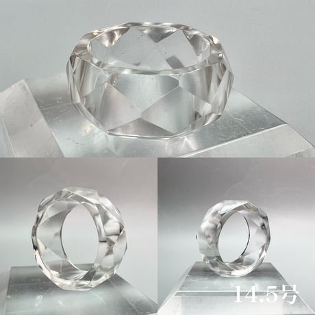 【ガネッシュヒマール産】天然ヒマラヤ水晶ファセットリング(12号〜15.5号) /Ganesh Himal Himalayan Quartz Facet Ring