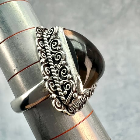 【ガウリシャンカール産】天然ヒマラヤスモーキークォーツ シルバー925デザインリング/GauriShankar Smoky Quartz Silver925 Design Ring