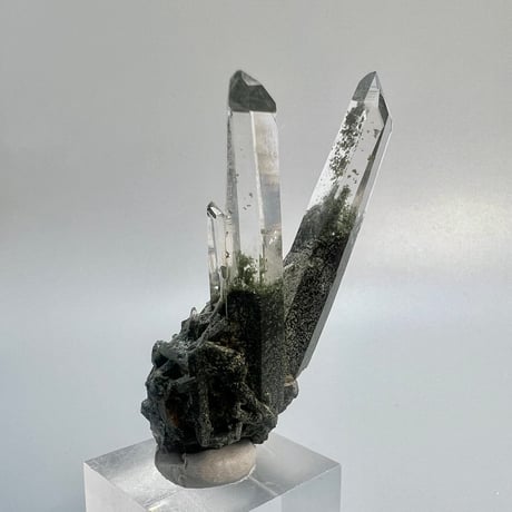 【ガネッシュヒマール産】クローライトイン天然ヒマラヤ水晶ミニクラスター/Ganesh Himal  Chlorite in Himalayan Quartz Mini Cluster