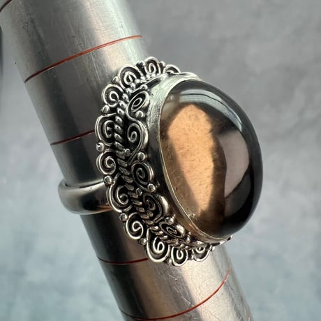 【ガウリシャンカール産】天然ヒマラヤスモーキークォーツ シルバー925デザインリング/GauriShankar Smoky Quartz Silver925 Design Ring