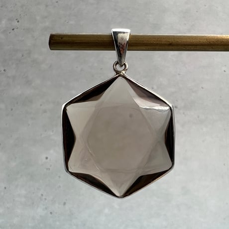 【ガウリシャンカール産】スモーキークォーツ"ヘキサゴン×六芒星" シルバー925 ペンダントトップ［C］/Gaurishankar Smorky Quartz Hexagram Pendant