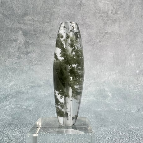 【ガネッシュヒマール産】クローライトイン天然ヒマラヤ水晶 樽型ビーズ/Ganesh Himal Chlorite in Himalayan Quartz barrel beads