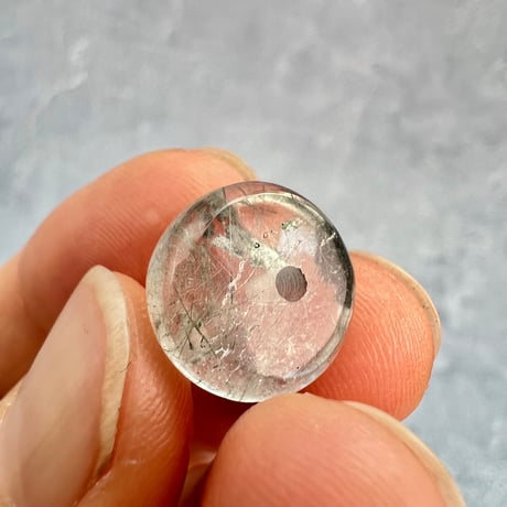 【ガネッシュヒマール産】アクチノライトイン天然ヒマラヤ水晶 タイヤ型ビーズ⑥/Ganesh Himal Actinolite in Himalayan Quartz Tire beads