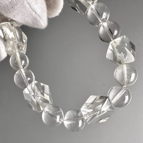 【デザインブレスレット】カイラス産"手磨き"天然ヒマラヤ水晶/Kailash Himalayan Quartz Design Bracelet