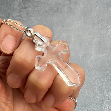 【ガネッシュヒマール産】天然ヒマラヤ水晶クロスペンダントトップ①/Ganesh Himal Himalayan Quartz Cross Pendant Top