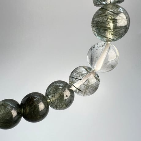 【ガネッシュヒマール産】アクチノライトイン天然ヒマラヤ水晶デザインブレスレット/Ganesh Himal Actinolite in Himalayan Quartz Design Bracelet