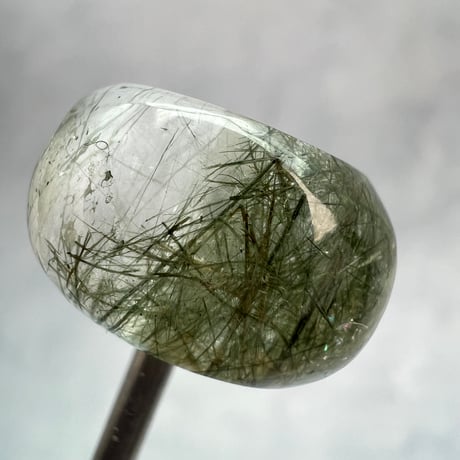 【ガネッシュヒマール産】アクチノライトイン天然ヒマラヤ水晶 タイヤ型ビーズ④iGanesh Himal Actinolite in Himalayan Quartz Tire beads