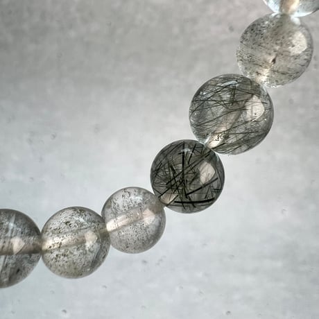 【ガネッシュヒマール産】アクチノライトイン天然ヒマラヤ水晶デザインブレスレット/Ganesh Himal Actinolite in Himalayan Quartz Design Bracelet