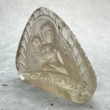 【ガウリシャンカール産】天然ヒマラヤレモンスモーキークォーツ "ホワイトターラ"仏像/Gaurishankar Himalayan Lemon Smoky "Green Tara"Statue