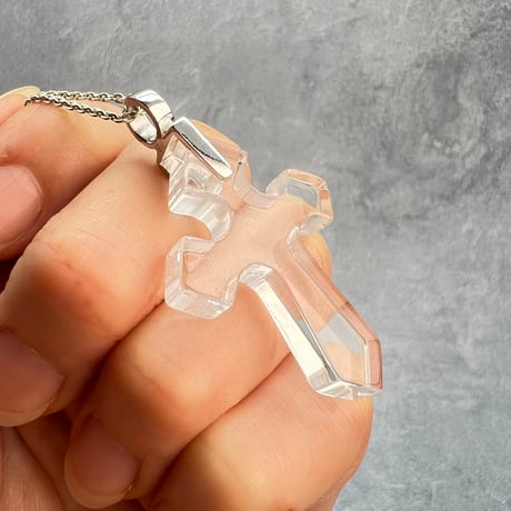 【ガネッシュヒマール産】天然ヒマラヤ水晶クロスペンダントトップ⑤/Ganesh Himal Himalayan Quartz Cross Pendant Top