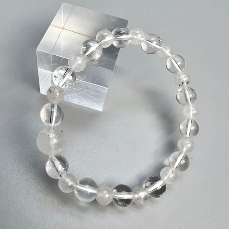 【カイラス産】"手磨き"天然ヒマラヤ水晶デザインブレスレット/Kailash Himalayan Quartz Design Bracelet