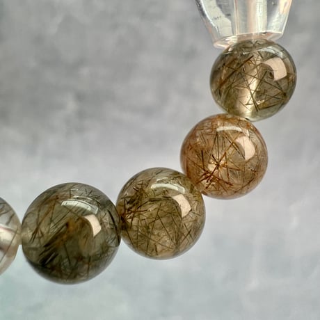 【ガネッシュヒマール産】アクチノライトイン天然ヒマラヤ水晶デザインブレスレット/Ganesh Himal Actinolite in Himalayan Quartz Design Bracelet