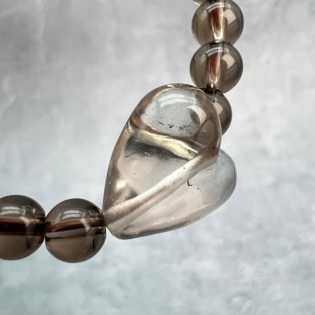 【ガウリシャンカール産】天然ヒマラヤスモーキークォーツ"ハート"デザインブレスレット/GauriShankar Himalayan Smoky Quartz "Heart"Bracelet