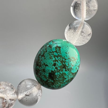 【デザインブレスレット】チベタンターコイズ×ガネッシュヒマール天然ヒマラヤ水晶/Tibetan Turquoise×Ganesh Himal Himalayan Quartz