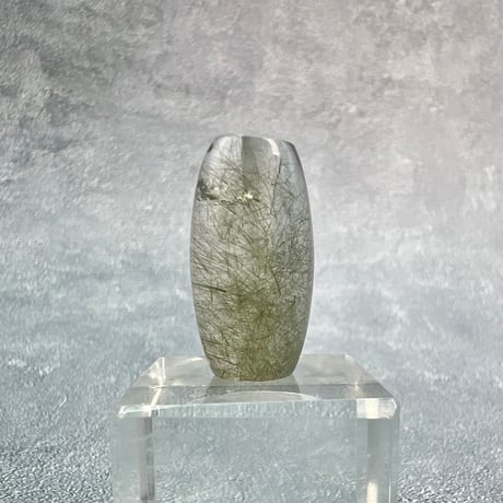 【ガネッシュヒマール産】アクチノライトイン天然ヒマラヤ水晶 樽型ビーズ⑤/Ganesh Himal Actinolite&Chlorite in Himalayan Quartz