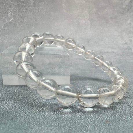 【ガネッシュヒマール産】"手磨き"天然ヒマラヤ水晶ブレスレット8mm内径15.5cm/Ganesh Himal Himalayan Quartz Bracelet
