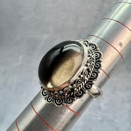 【ガウリシャンカール産】天然ヒマラヤスモーキークォーツ シルバー925デザインリング/GauriShankar Smoky Quartz Silver925 Design Ring