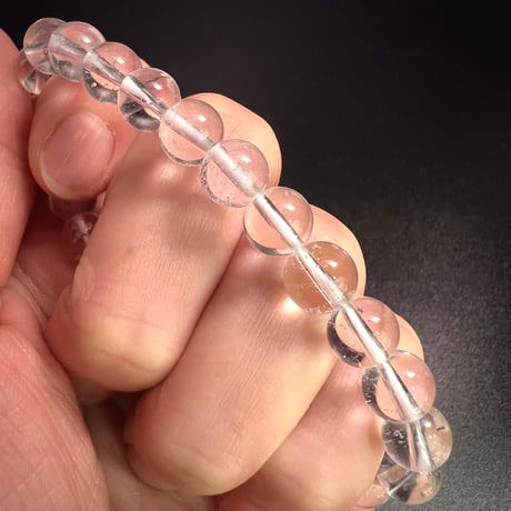 【アンナプルナ産】"手磨き加工"天然ヒマラヤ水晶ブレスレット8mm内径16cm/Annapurna Himalayan Quartz  Bracelet①