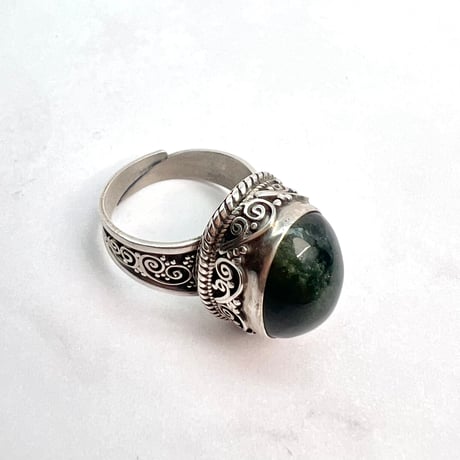 【ガネッシュヒマール産】クローライトイン天然ヒマラヤ水晶S/V925リング/Ganesh Himal Chlorite in Himalayan Quartz S/V925 Ring