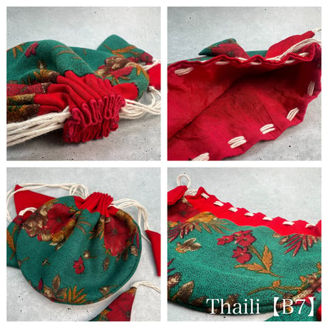 "Thaili" handmade in Nepal🇳🇵B-①〜⑦ "タイリ(巾着袋)"ネパール産ハンドメイド