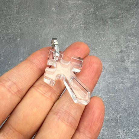 【ガネッシュヒマール産】天然ヒマラヤ水晶クロスペンダントトップ②/Ganesh Himal Himalayan Quartz Cross Pendant Top