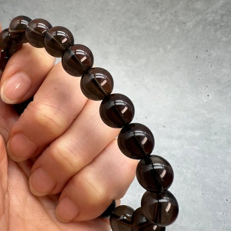 ハイクオリティ【ガウリシャンカール産】天然ヒマラヤスモーキークォーツブレスレット(10mm内径17cm)/Gaurishankar Himalayan Smoky Quartz Bracelet