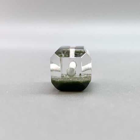 Mt.Fuji浄化🗻 【ガネッシュヒマール産】クローライトインヒマラヤ水晶"手磨き加工"スクエアビーズ2P1⃣/Ganesh Himal Chlorite  in Himalayan Quartz