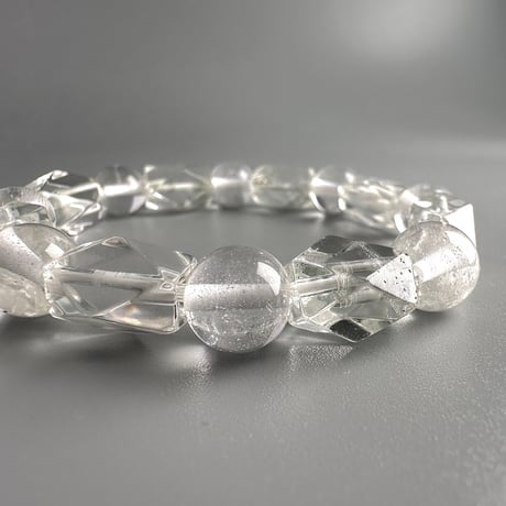 【デザインブレスレット】カイラス産＋アンナプルナ産"手磨き加工"天然ヒマラヤ水晶/Kailash + Annapurna Himalayan Quartz  Design Bracelet