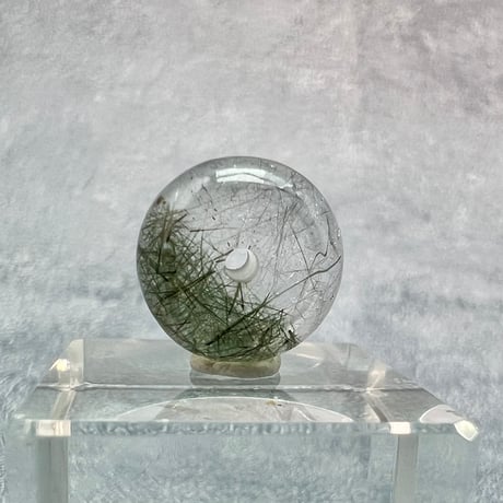 【ガネッシュヒマール産】アクチノライトイン天然ヒマラヤ水晶 タイヤ型ビーズ⑦/Ganesh Himal Actinolite in Himalayan Quartz Tire beads