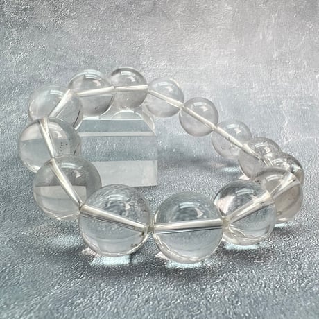 【カイラス産】"手磨き"天然ヒマラヤ水晶 ブレスレット16mm内径18cm/Kailash Himalayan Quartz Bracelet
