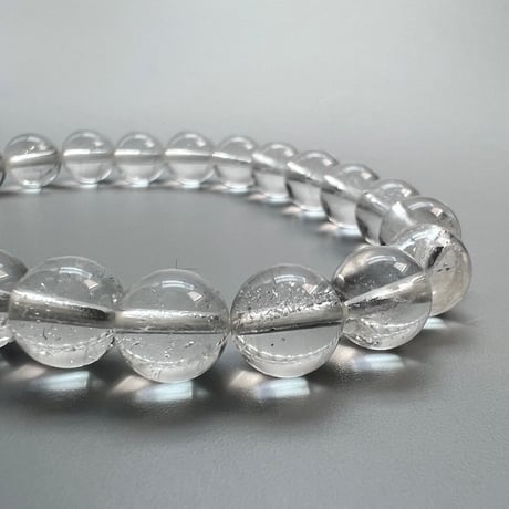 【カイラス産】"手磨き加工"天然ヒマラヤ水晶ブレスレット(8mm内径16cm)/Kailash Himalayan Quartz Bracelet