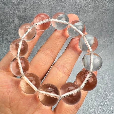 【カイラス産】"手磨き"天然ヒマラヤ水晶ブレスレット16mm内径15cm弱/Kailash Himalayan Quartz Bracelet