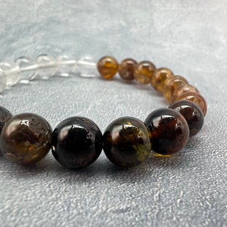 【デザインブレスレット】ネパール産ヒマラヤドラバイト&ハニートルマリン×ガネッシュヒマール/Nepal Himalayan dravite tourmaline×Ganesh Bracelet