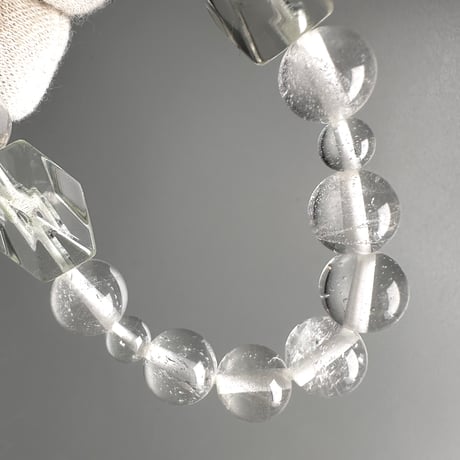 【デザインブレスレット】カイラス産＋アンナプルナ産"手磨き加工"天然ヒマラヤ水晶/Kailash + Annapurna Himalayan Quartz  Design Bracelet