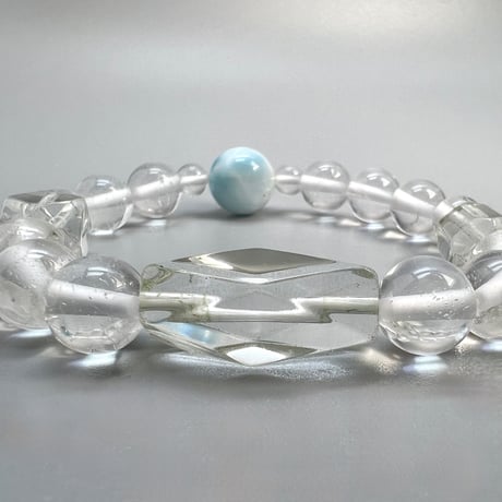 【デザインブレスレット】ラリマー×天然ヒマラヤ水晶デザインブレスレット/Larimer×Himalayan Quartz Design Bracelet