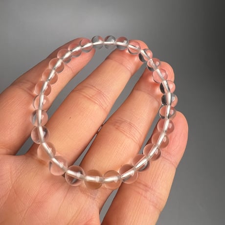 【カイラス産】"手磨き加工"天然ヒマラヤ水晶ブレスレット6mm内径15cm/Kailash Himalayan Quartz Bracelet