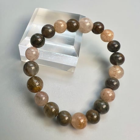 【ガネッシュヒマール産】アクチノライトイン天然ヒマラヤ水晶デザインブレスレット/Ganesh Himal Actinolite in Himalayan Quartz Design Bracelet