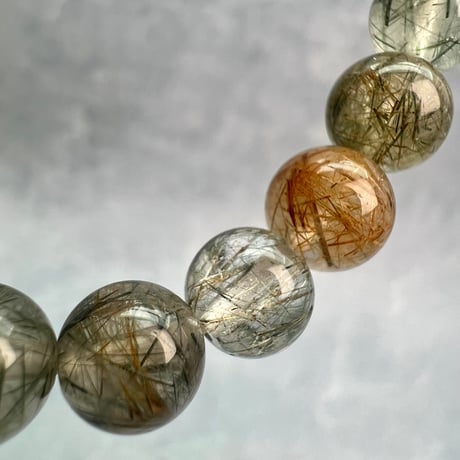 【ガネッシュヒマール産】アクチノライトイン天然ヒマラヤ水晶デザインブレスレット/Ganesh Himal Actinolite in Himalayan Quartz Design Bracelet