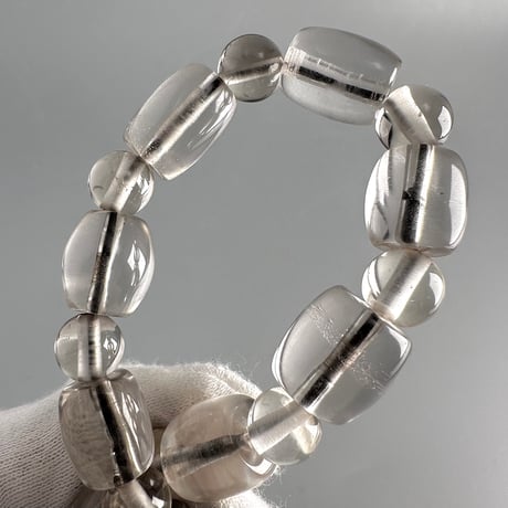 ガウリシャンカール産"手磨き加工"天然ヒマラヤスモーキークォーツ デザインブレスレット Gaurishankar SmokyQuartz Design Bracelet