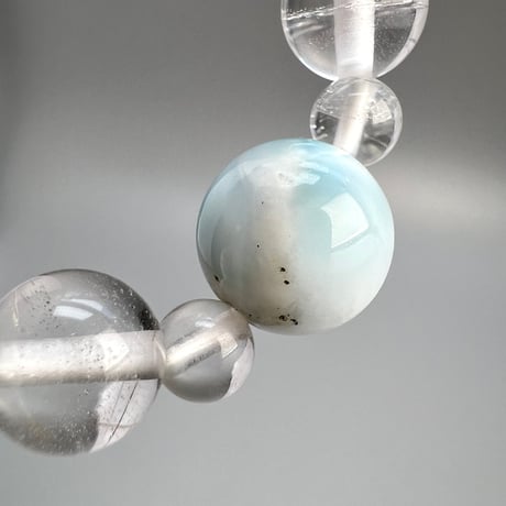 【デザインブレスレット】ラリマー×天然ヒマラヤ水晶デザインブレスレット/Larimer×Himalayan Quartz Design Bracelet
