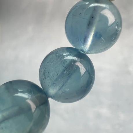 【デザインブレスレット】天然アクアマリン×ガネッシュヒマール産天然ヒマラヤ水晶/Aquamarine×Ganeshhimal Actinorite in Himalayan Quartz