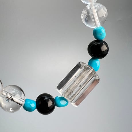 【デザインブレスレット】モリオン×ガネッシュヒマール×アリゾナターコイズ /Morion×GaneshHimal Himalayan Quartz×Arizona Turquoise