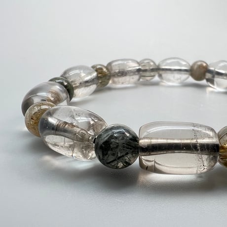 【デザインブレスレット】ガネッシュヒマール産&ガウリシャンカール産天然ヒマラヤ水晶/Ganesh Himal&Gaurishankar Himalayan Quartz Design Bracelet