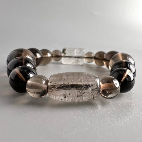 ガネッシュヒマール産ヒマラヤ水晶&ガウリシャンカール産スモーキークォーツデザインブレスレット/GaneshHimal&Gaurishankar Design Bracelet