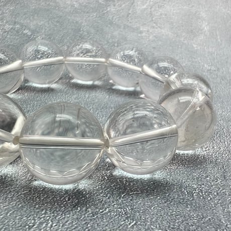 【カイラス産】"手磨き"天然ヒマラヤ水晶ブレスレット16mm内径15cm弱/Kailash Himalayan Quartz Bracelet
